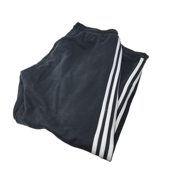 Adidas Cotton Jogger Sweatpants Size Large Black White Pockets Elastic Waist‎ - Picture 1 of 6
